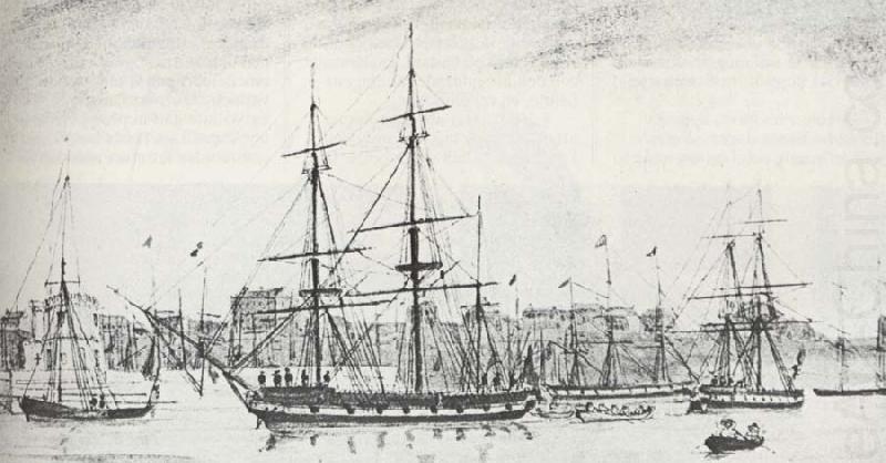 Vessel Beaglemed Which Darwin giorde its important travel to Sydamerika, unknow artist